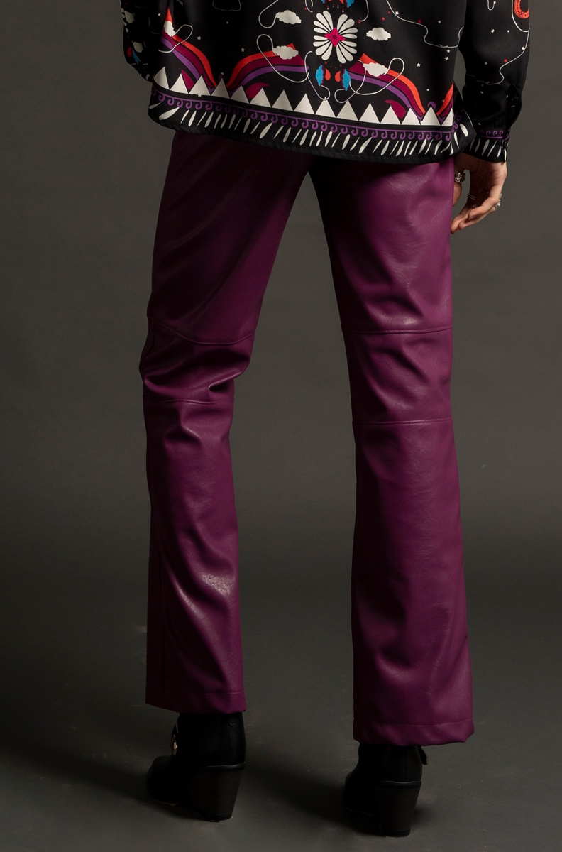 LIBRE STRAIGHT PANTS-Purple Eco Leather