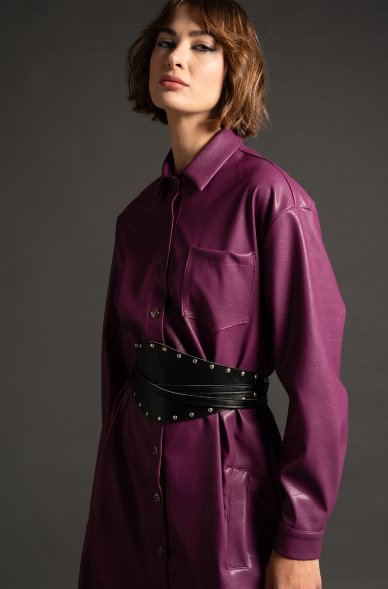 QUILI SHIRT DRESS-Eco Leather