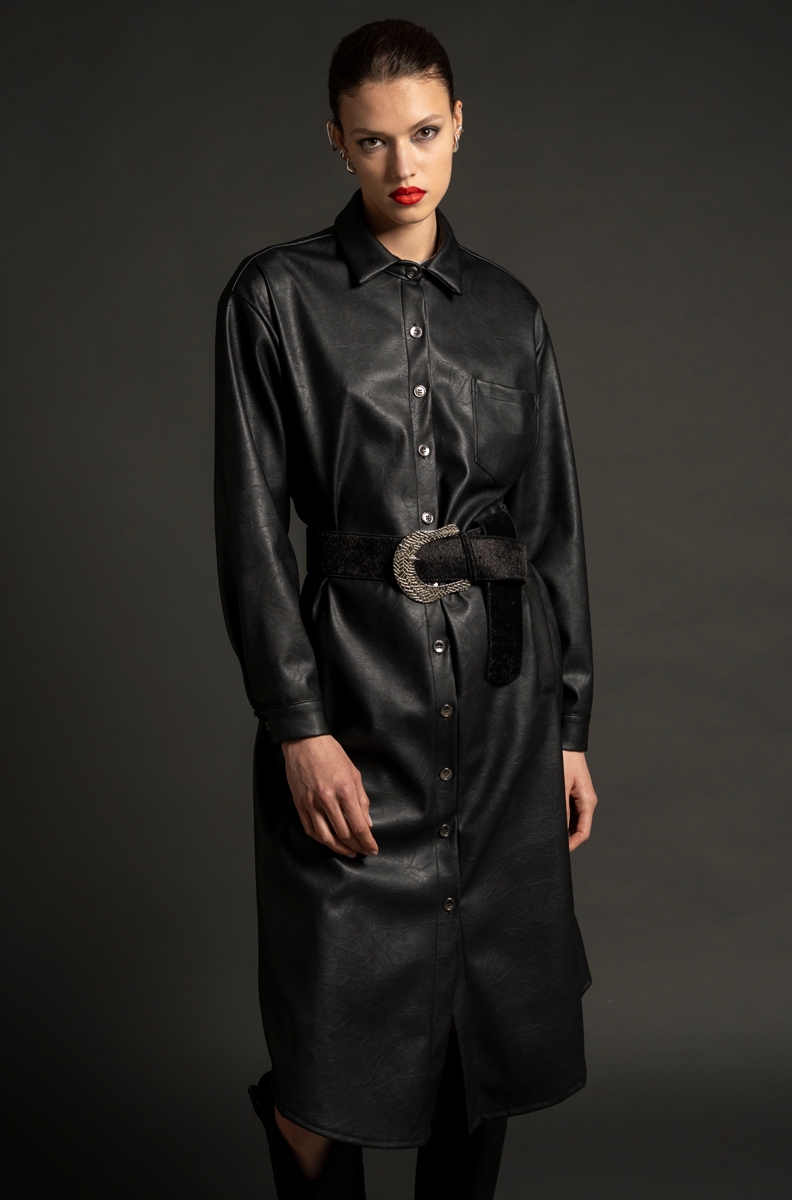 QUILI SHIRT DRESS-Eco Leather