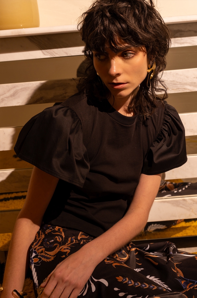 FRILL T-SHIRT-Cotton