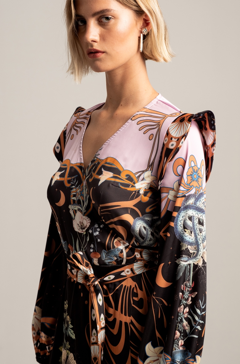 ANTHOLOGY SILKY SLIT LONG DRESS