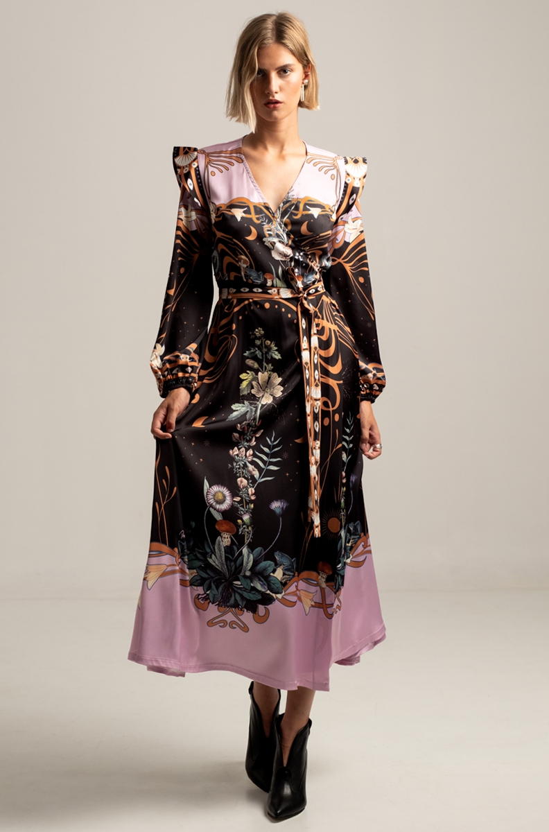 ANTHOLOGY SILKY SLIT LONG DRESS