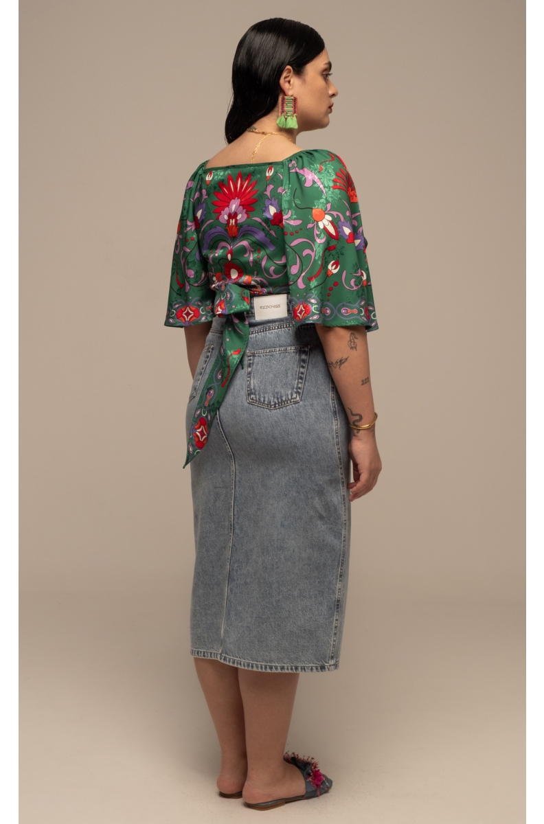 ALOE WRAP CROP TOP - Jacquard