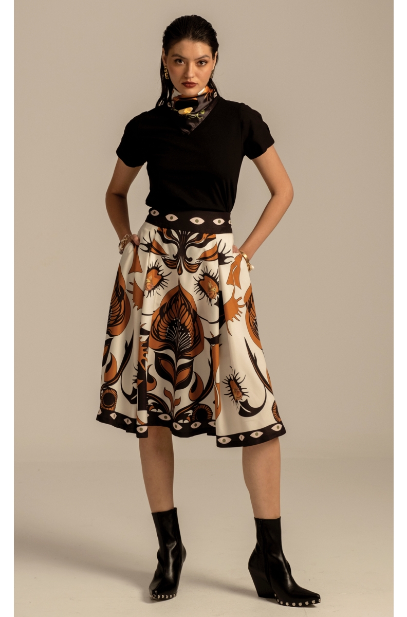 ORNAMENTAL MIDI SKIRT