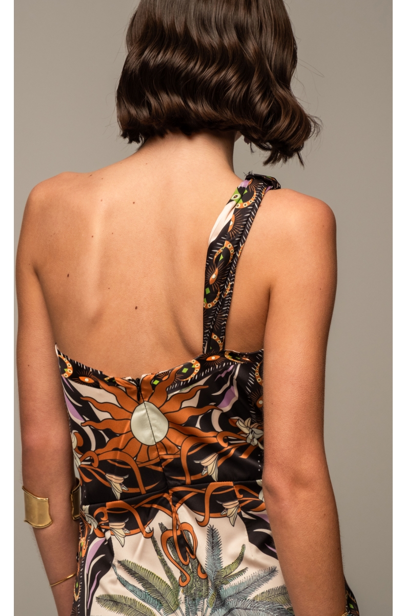 ANCESTRESS ONE SHOULDER MINI DRESS - Silky