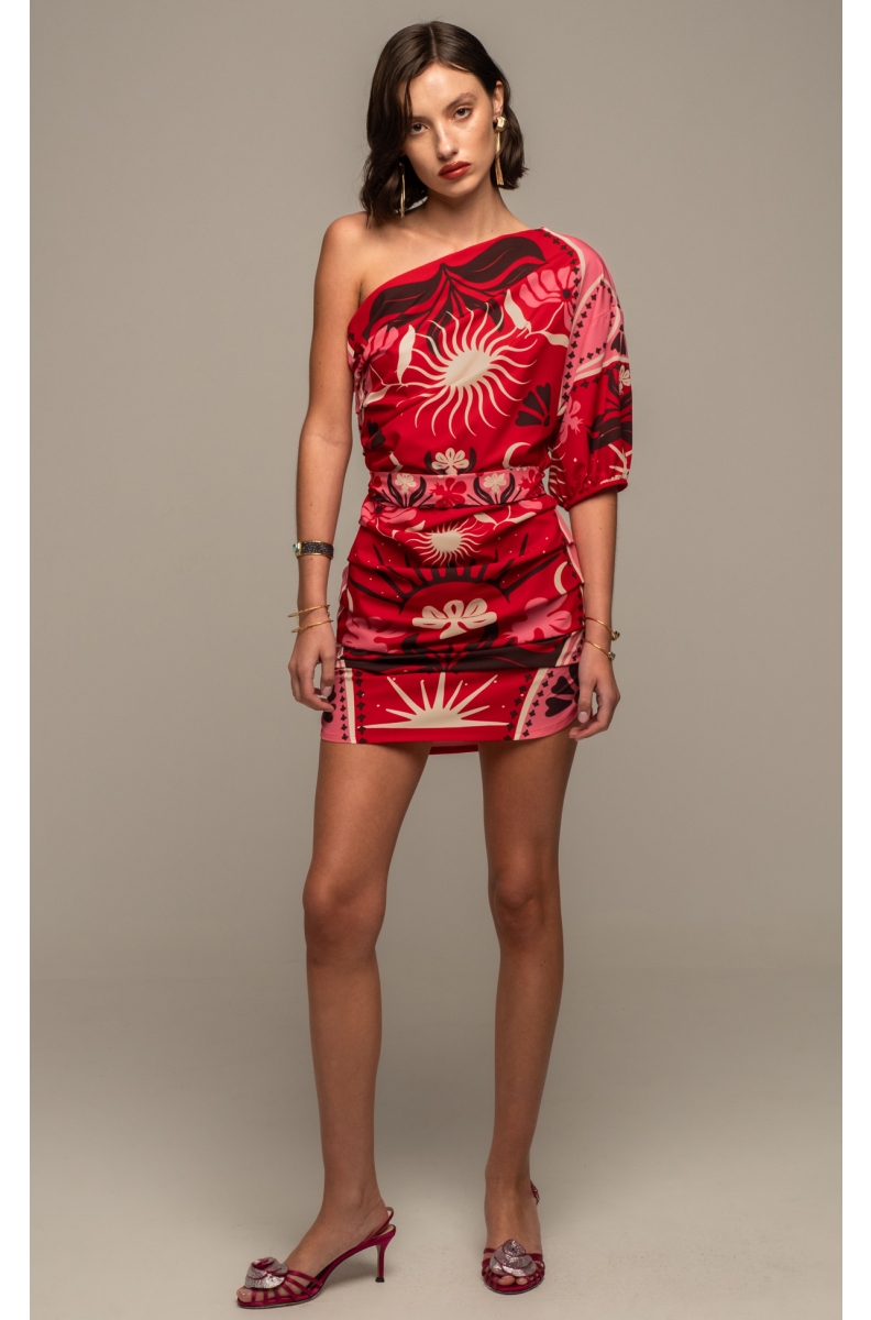 PASSIONFLOWER ONE SHOULDER MINI DRESS