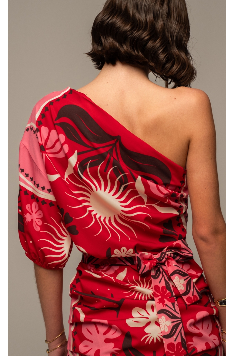PASSIONFLOWER ONE SHOULDER MINI DRESS