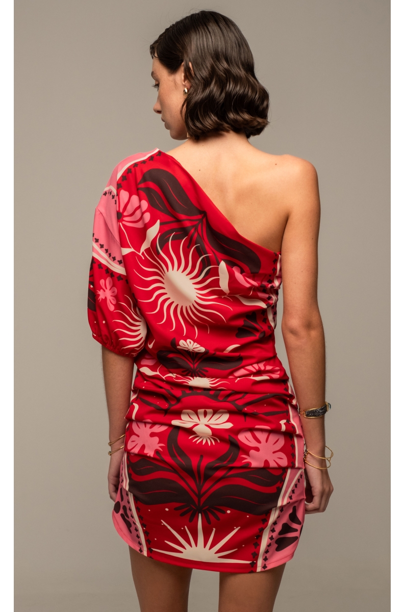 PASSIONFLOWER ONE SHOULDER MINI DRESS