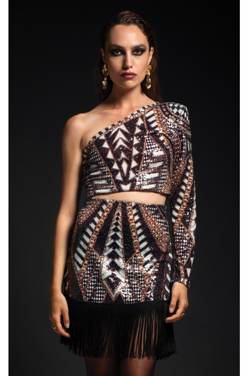 ABUNDANCE ONE SHOULDER TOP - Sequin