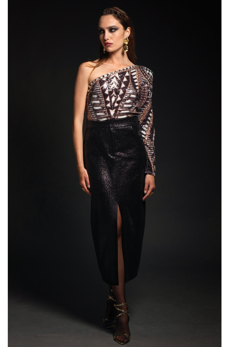 ABUNDANCE ONE SHOULDER TOP - Sequin