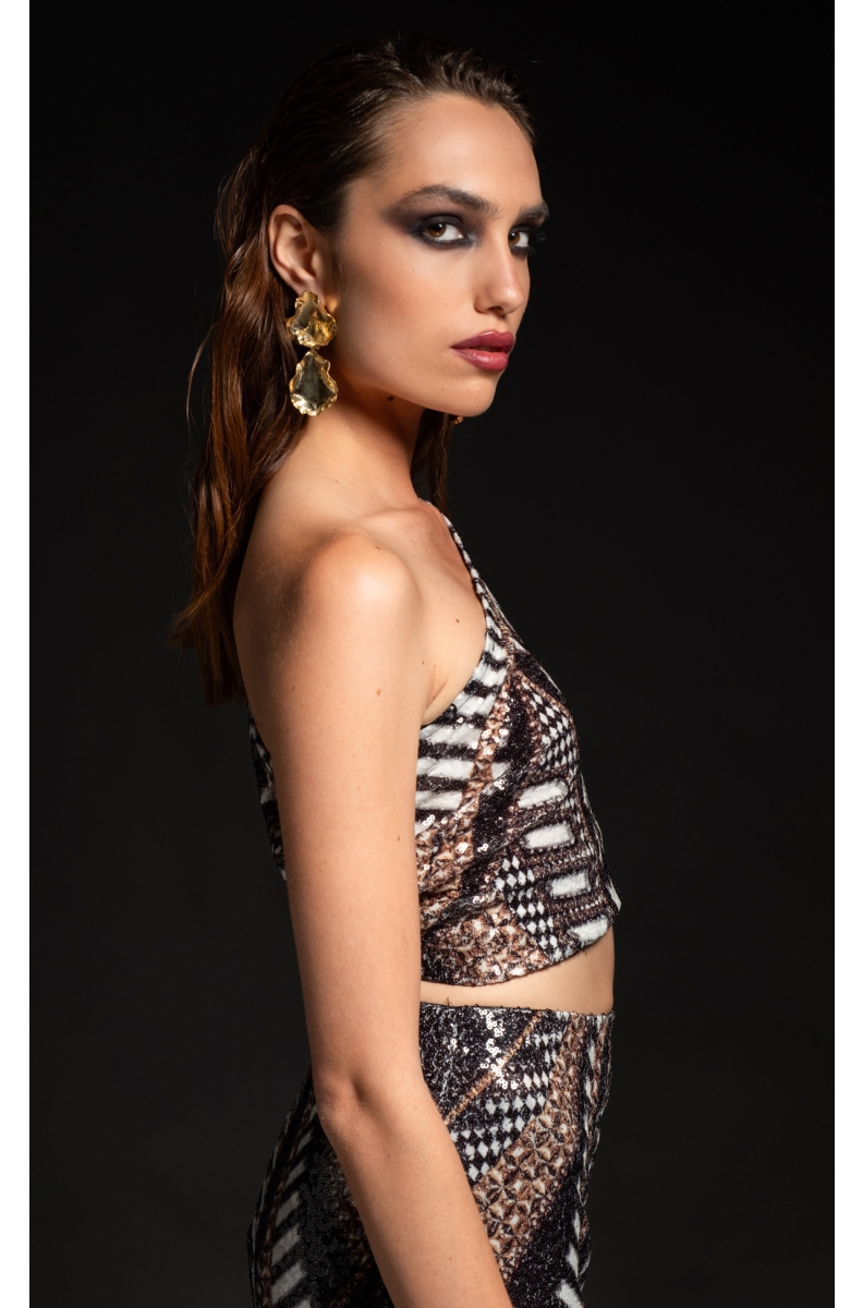 ABUNDANCE ONE SHOULDER TOP - Sequin