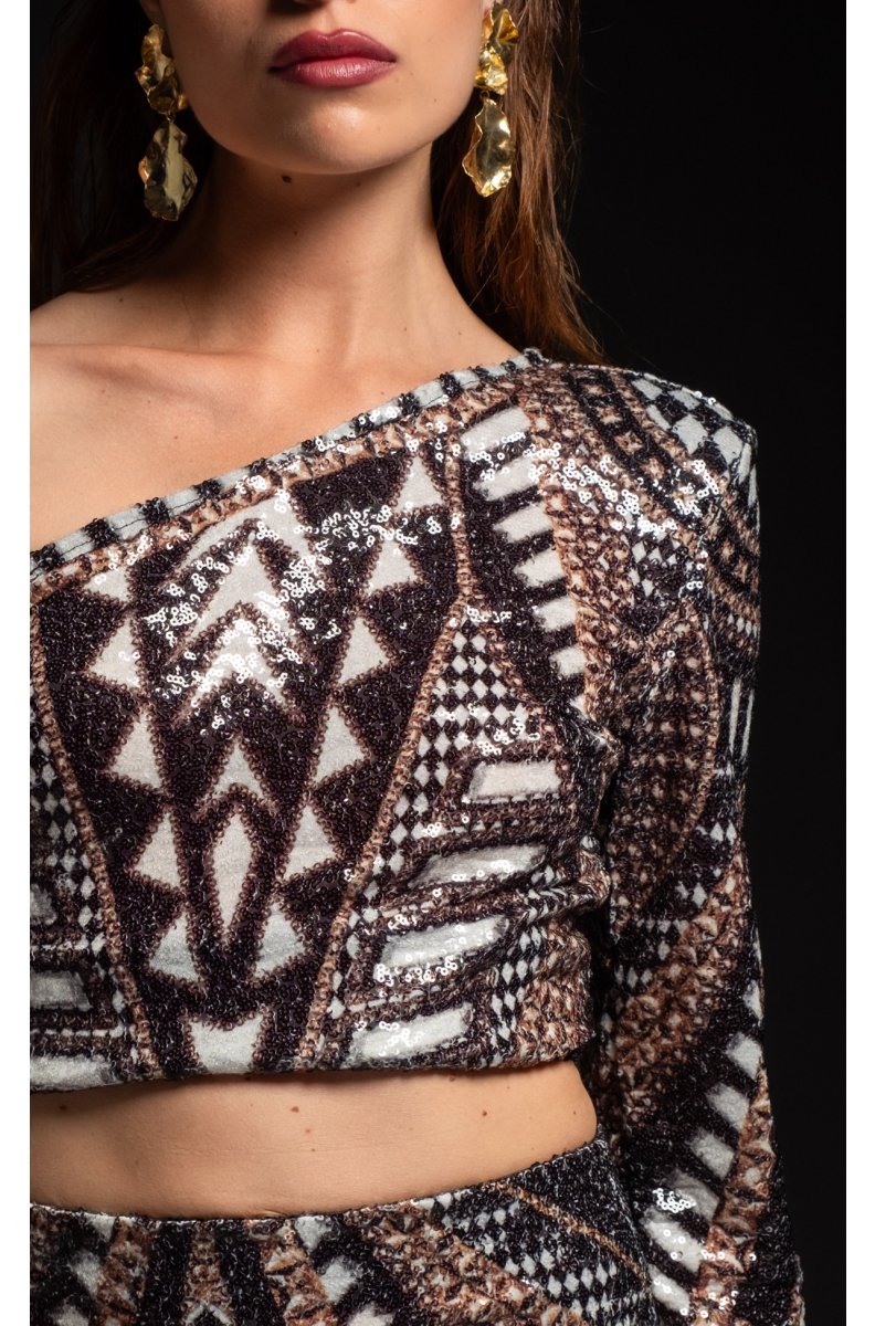 ABUNDANCE ONE SHOULDER TOP - Sequin