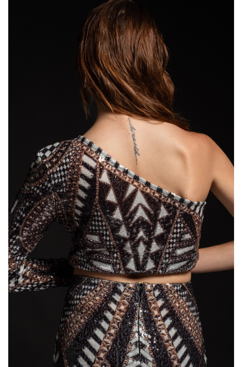 ABUNDANCE ONE SHOULDER TOP - Sequin