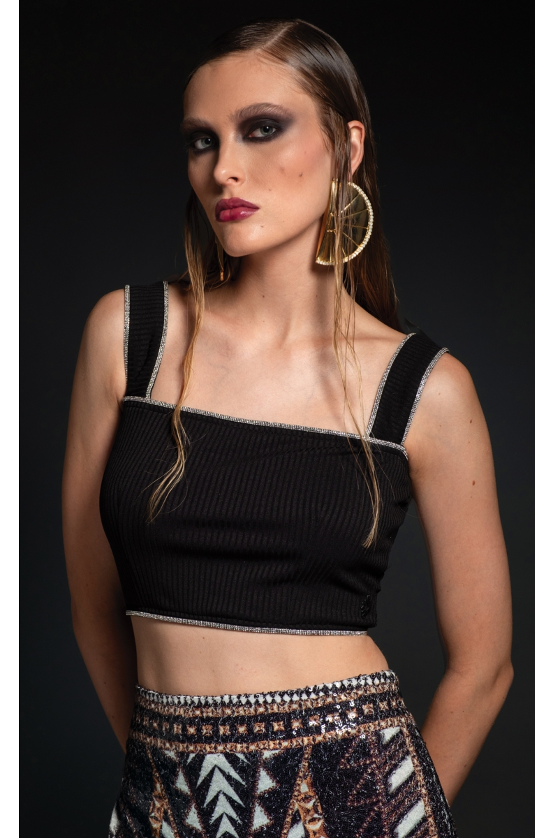 CRYSTAL CROP TOP -Rib