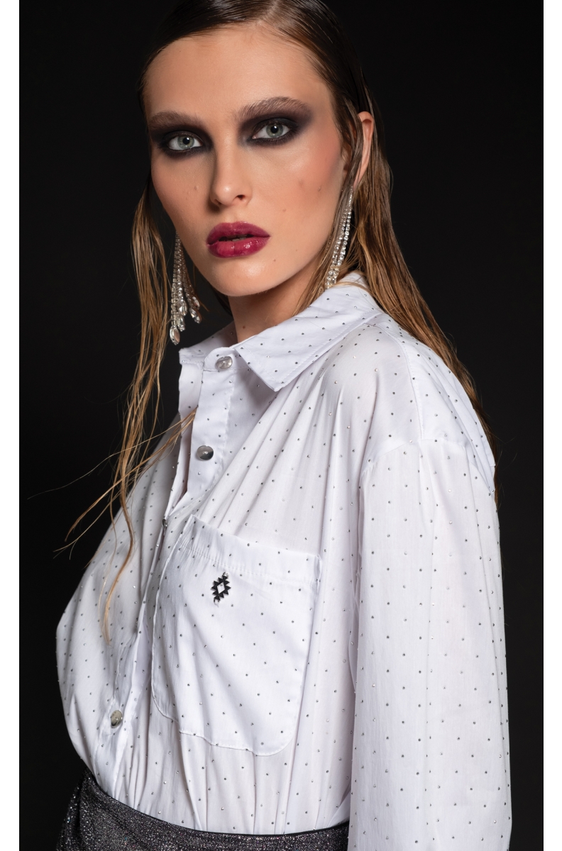 SHIMMER ΠΟΥΚΑΜΙΣΟ - Poplin Cotton, Strass