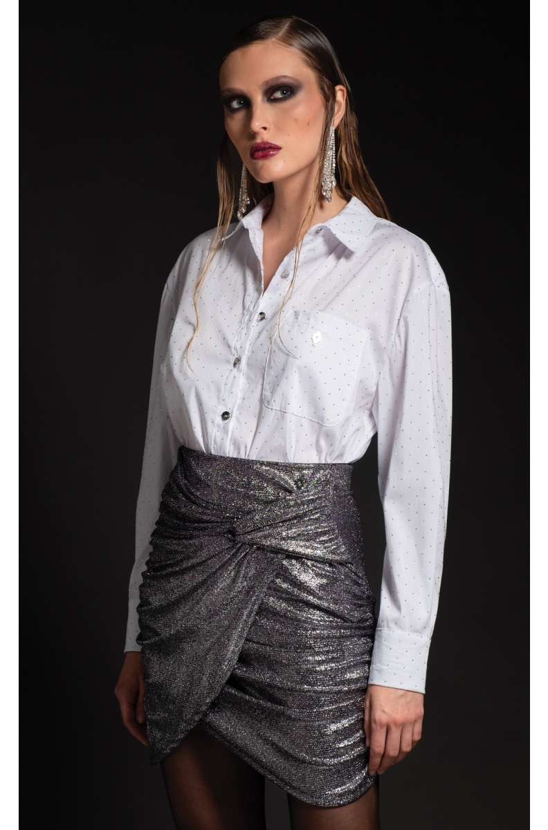 SHIMMER ΠΟΥΚΑΜΙΣΟ - Poplin Cotton, Strass