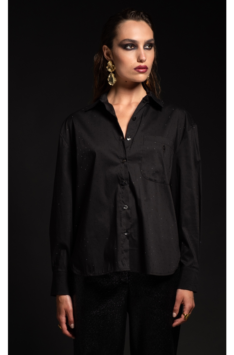 SHIMMER ΠΟΥΚΑΜΙΣΟ - Poplin Cotton, Strass