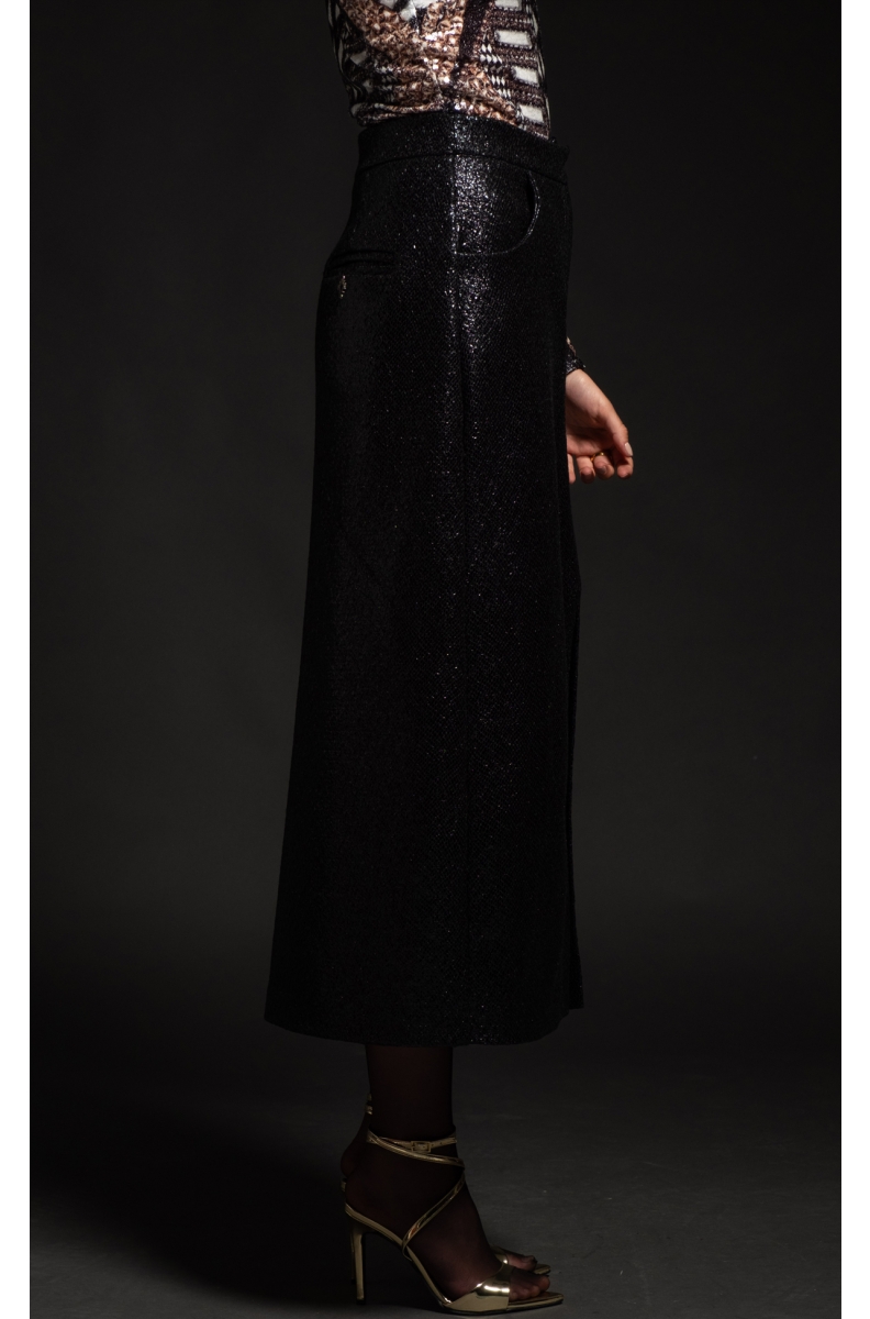 LIQUID SLIT SKIRT - Patent croco effect