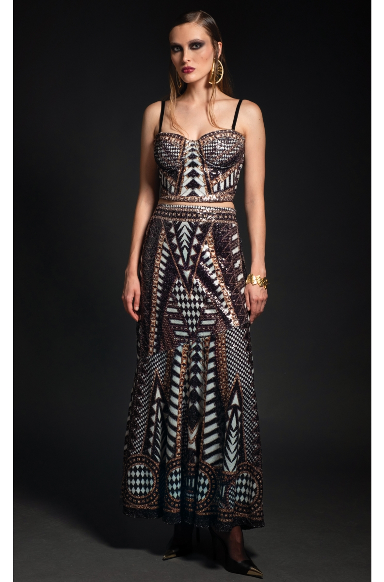 ABUNDANCE LONG SKIRT - Sequin