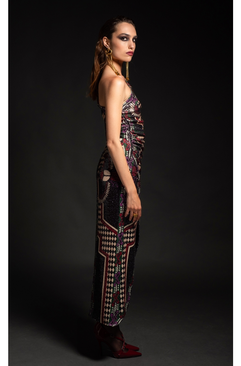 ETERNAL ONE SHOULDER SLIT DRESS - Sequin